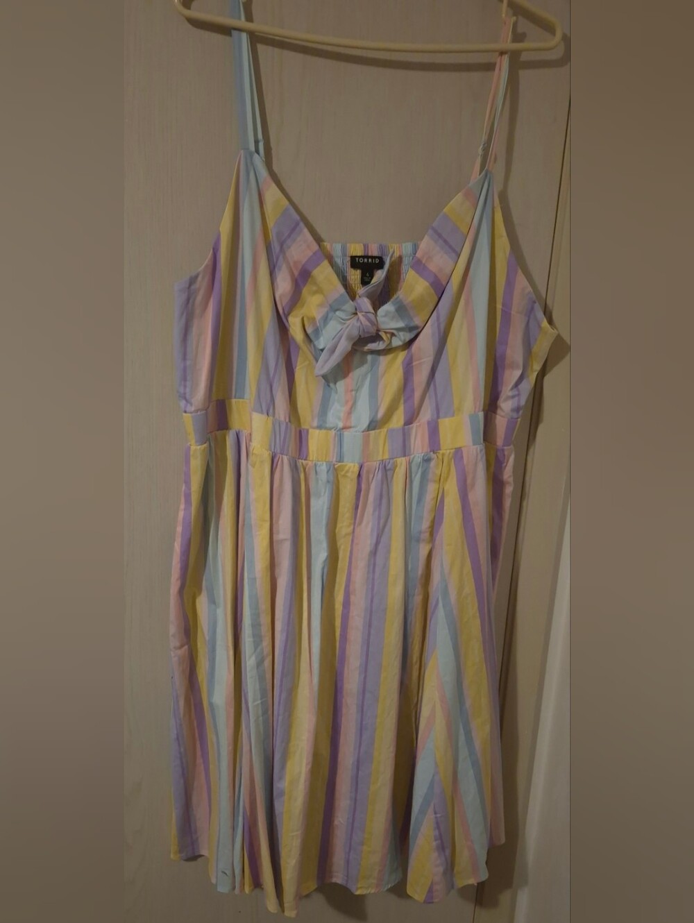 Torrid Pastel Stripe Tie Front Skater Dress Size 4 4X NWT